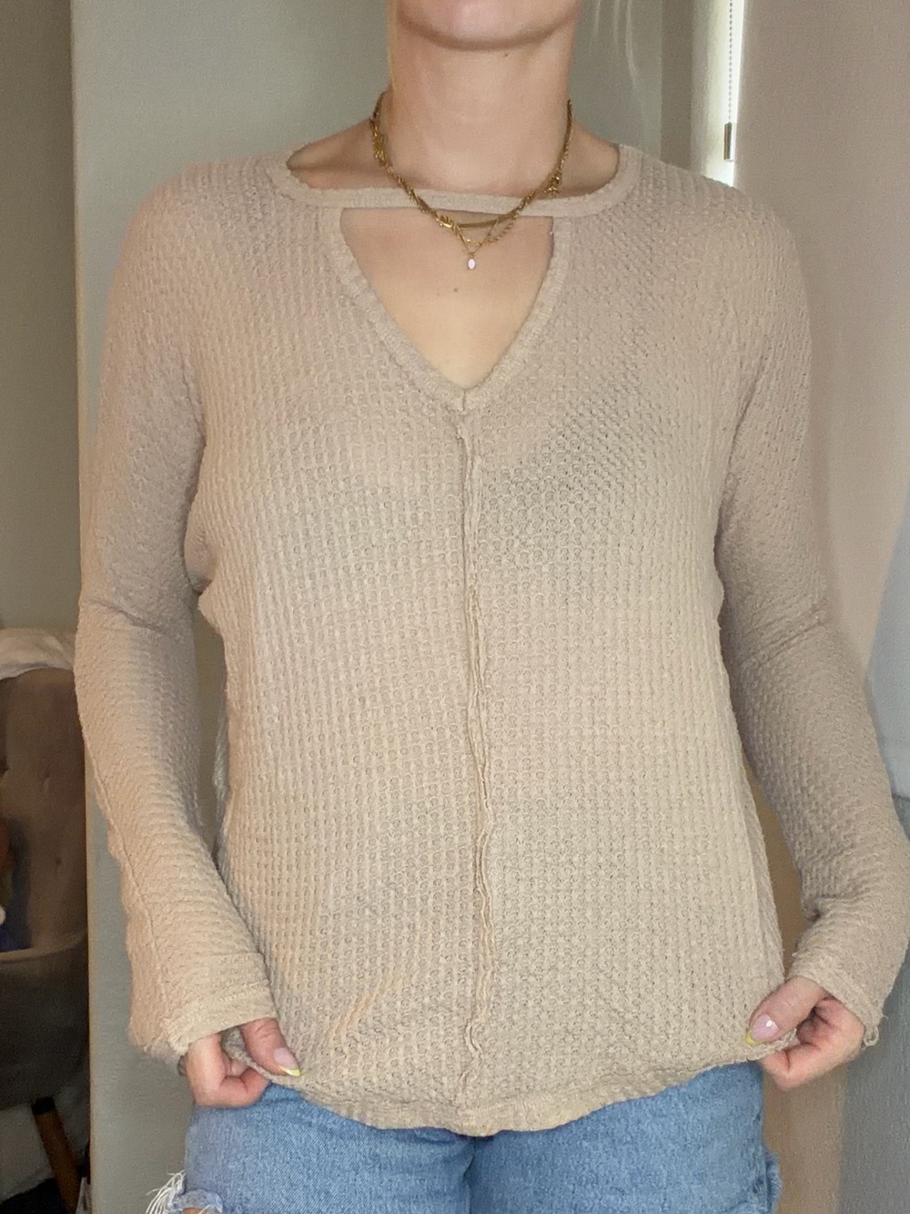 🙈LOWEST PRICE🙈Billabong Waffle knit key-hole sweater